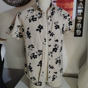DENIM AND FLOWERS BUTTON DOWN SHIRT - SIZE LARGE